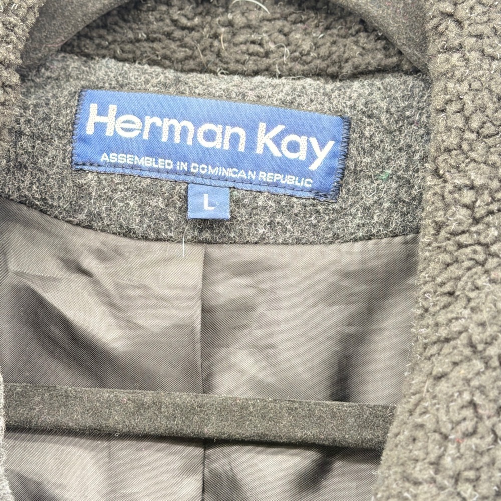 Herman Kay Womens Gray 100% Wool Button Front Coat Size Large vintage - Picture 2 of 4
